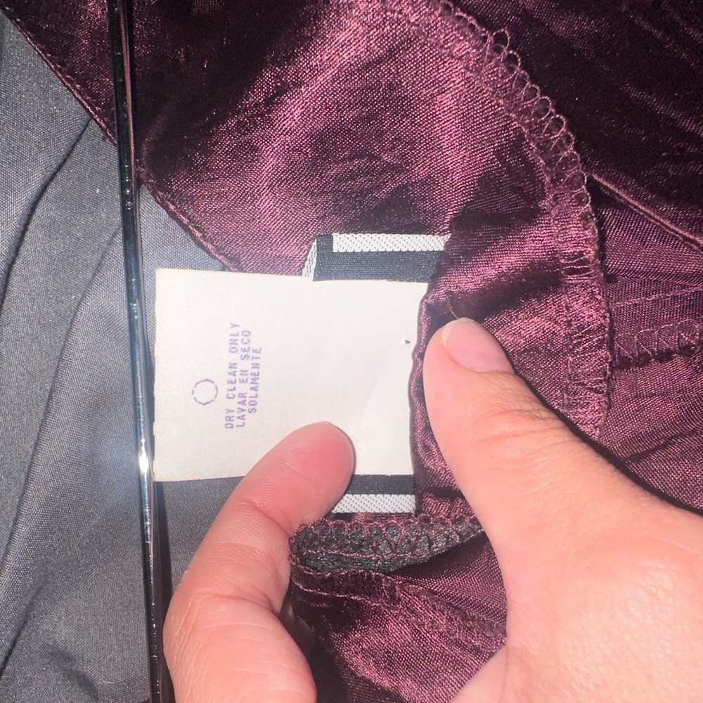Vintage Y2K Burgundy Satin Midi Dress โ Ruffle Hem & Tie Back Size 3/4 - Picture 5 of 5